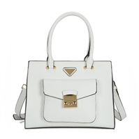 Stylish Fashion White Faux Leather Satchel