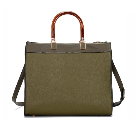 Fashion Olive Green Faux Leather Satchel Handbag