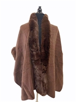 Brown Warm & Cozy Brown Fur Collar Cape Poncho