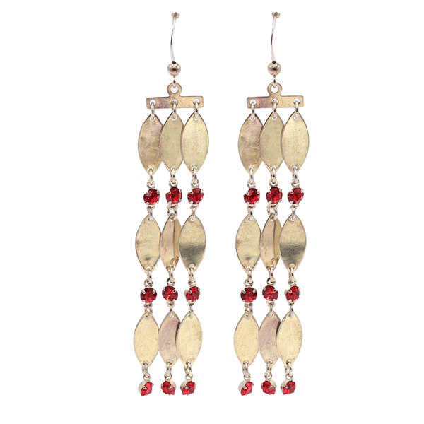 Stylish Sparkling Colored Crystals & Gold-Tone Charms Fish Hook Earrings