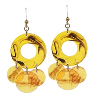 Fashion Lightweight Translucent Round Acrylic Charms Bronze Toned Fish Hooks Earrings