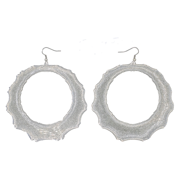 Fashion Lightweight Light Grey Resin Glittery Speckled Silver Toned Fish Hook Earrings