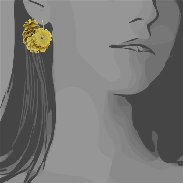 Golden Crepe Paper Flower Earrings