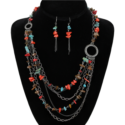 STONE DROP NECKLACE SET