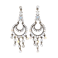 Elegant Bronze-Toned Fashion Sparkling Diamond & Light Iridescent Crystal Chandelier Post Backing Earrings