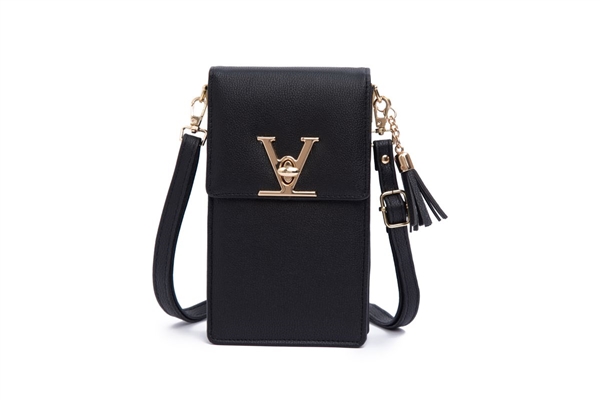 Fashion Black Faux Leather Vogue Crossbody Wallet