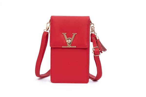 Fashion Red Faux Leather Vogue Crossbody Wallet