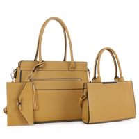 Bold & Spacious Trilogy Faux Leather Yellow Wholesale Handbag Set