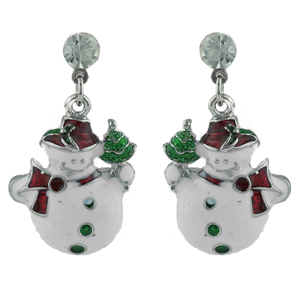 THE CRYSTAL SNOWMAN POST EARRINGS