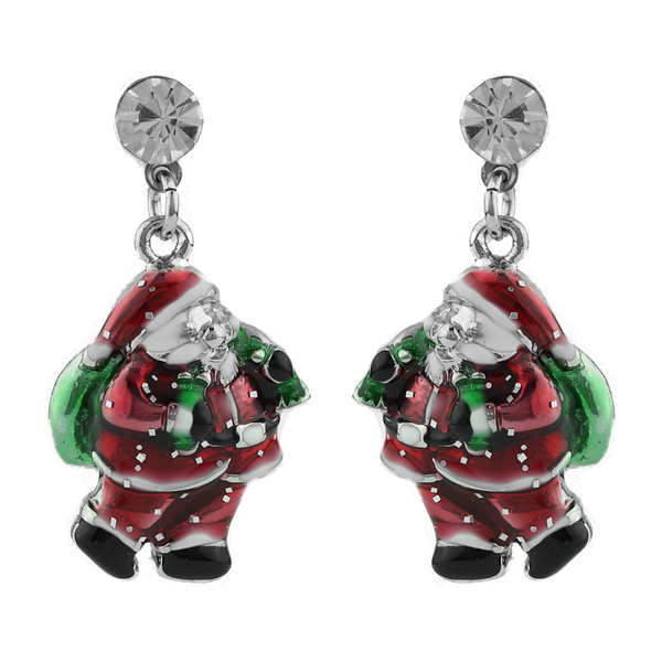 CRYSTAL SANTA POST EARRINGS