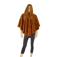 Warm & Cozy Lightweight Fuzzy Solid Color Fur Collar Cape Hood Poncho