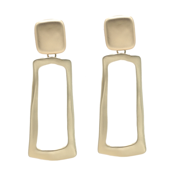Stylish Matte Gold-Toned Drop Clip-On Earrings