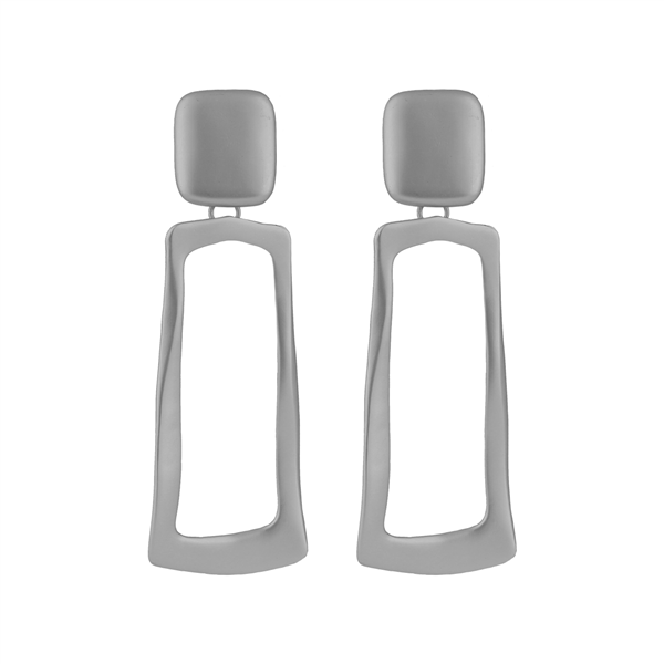 Matte Silver Candid Open Earrings