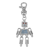 Red, Blue & Clear Crystals Robot Keychain