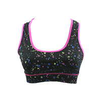 Fuchsia Seam Colorful Splattered Sports Bra