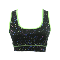 Lime Green Seam Colorful Splattered Sports Bra