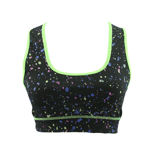 Lime Green Seam Colorful Splattered Sports Bra