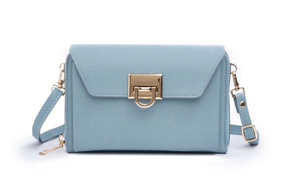 Spacious Fashion Blue Faux Leather Allure Crossbody Wallet