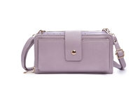Stylish 2 Sectioned Lilac Faux Leather Crossbody Wallet