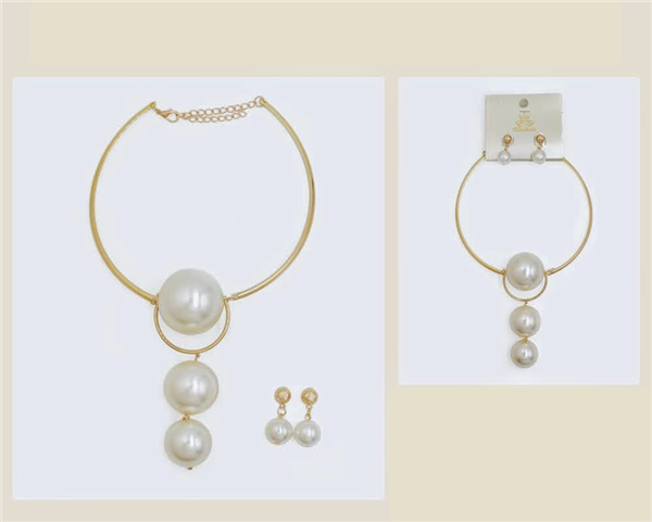 Triple Pearl Drop Necklace Set