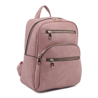 Dark Pink Multi Zipped Pocket Fashion Backpack