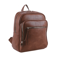 Brown Multi Zipped Pocket Fashion Backpack