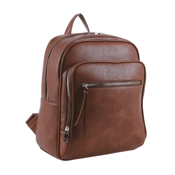 Brown Multi Zipped Pocket Fashion Backpack