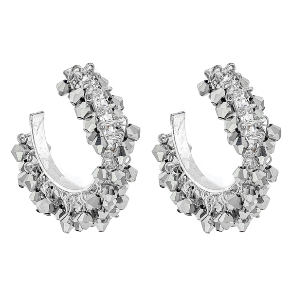 SILVER CRYSTAL CURVE EARRINGS