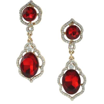 RED STONE DROP EARRINGS