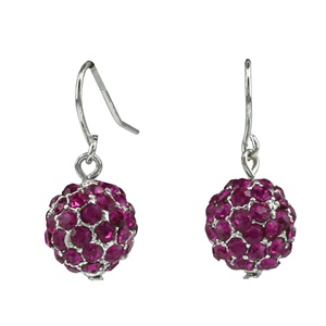 DARK RED CRYSTAL BALL EARRINGS