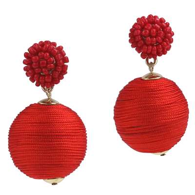 RED BALL DROP EARRINGS