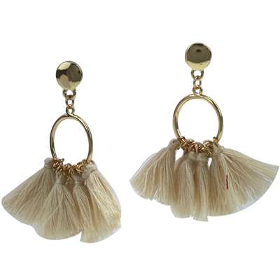 NUDE TASSEL DROP EARRINGS
