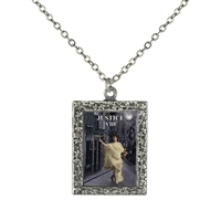 8 Justice Tarot Card Frame Necklace