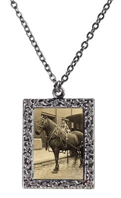 Dog Sitting on Horse Frame Necklace