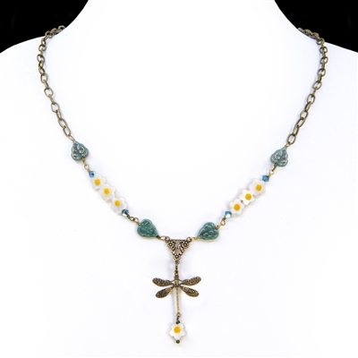 Dragonfly and Daisies Necklace