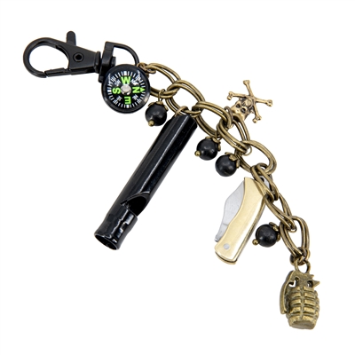 Emergency Charm - Gothic Grenade and Skull for Backpack or Purse