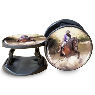 Friesian Horse Splashing in a Stream Mobile Phone Stand