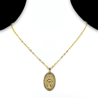 Mother Mary Golden CZ Necklace