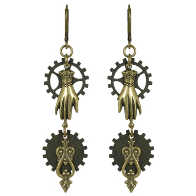 Talk to the Hand Steampunk Earrings