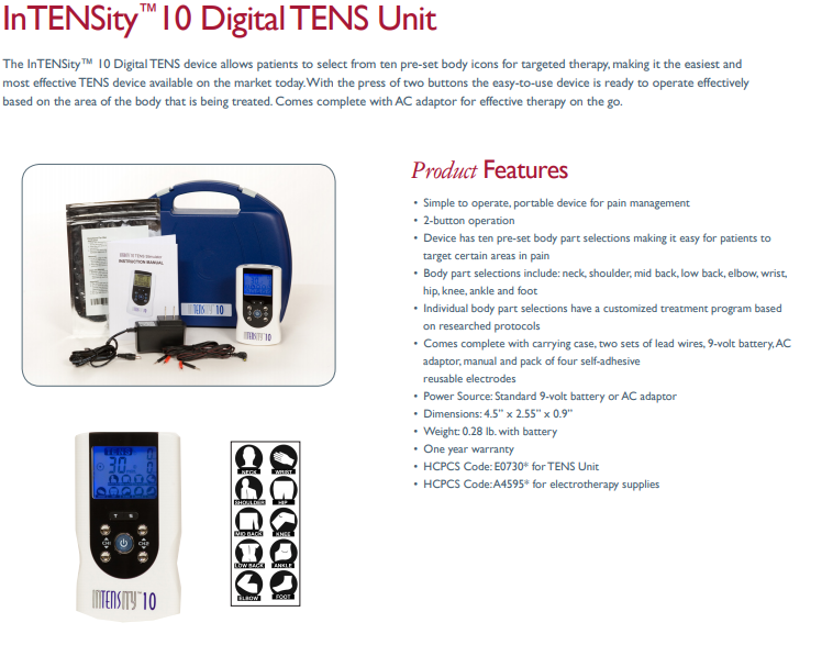 InTENSity 10 Digital TENS unit