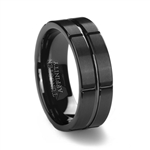 Brushed Black Tungsten Ring & Intersecting Grooves