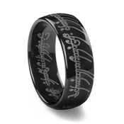 Black Tungsten Carbide Laser Engraved LOTR Elvish Ring