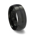 Black Polished Finish Tungsten Carbide Wedding Band & Brushed Black Center