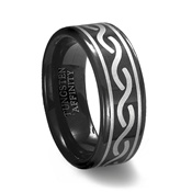 Black Tungsten Carbide Laser Designed Celtic Ring