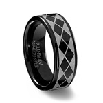 Black Tungsten Carbide Laser Designed Argyle Ring