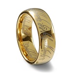 Gold Tungsten Carbide Laser Engraved Elvish LOTR Ring