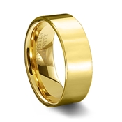 Gold Polished Finish Pipe Cut Tungsten Carbide Wedding Ring