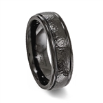 Black Titanium Hammered Ring