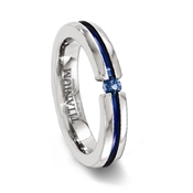 Titanium Blue Channel Ring with Sapphire Stone