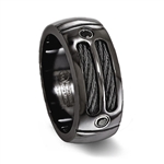 Black Plated Titanium Cable & Black Spinel Stone Inlay Ring